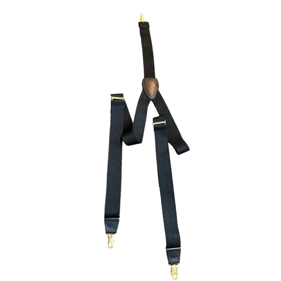 MENS SUSPENDERS, NWOT, IN SATIN BLACK FINISH WITH GOLD CLIPS. - Picture 2 of 6